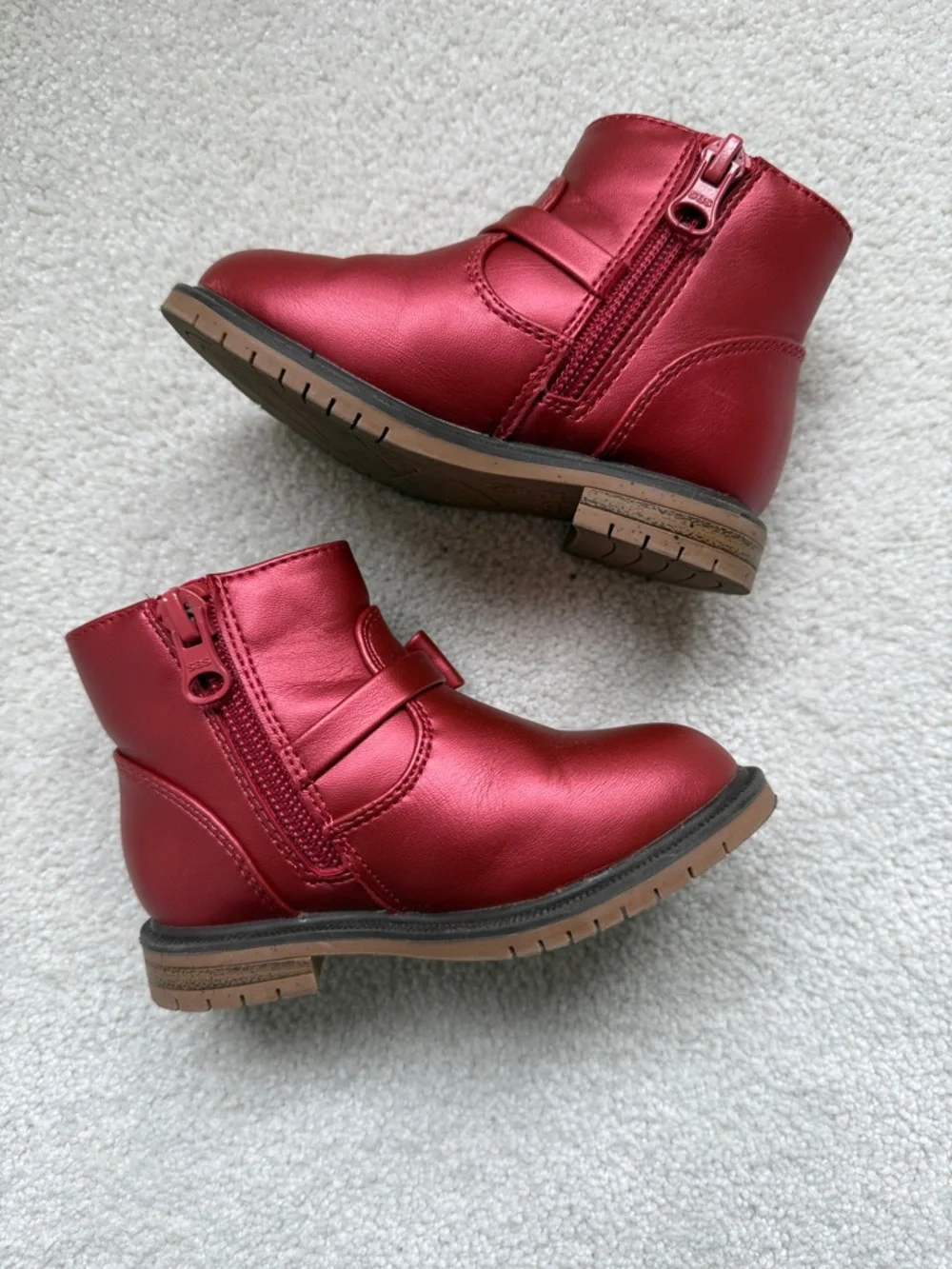 Cat & Jack Metallic Red Bow Ankle Boots